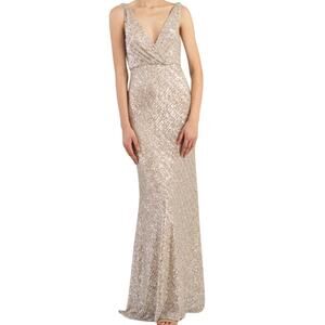 Jenny Yoo Collection Sequin Dress Womens 14 Champagne Gold Wedding Formal Party